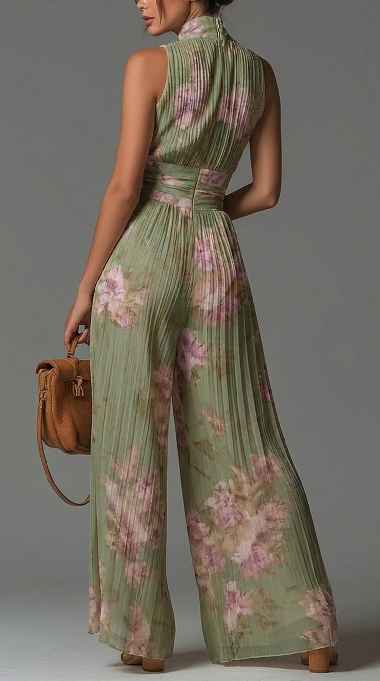 Sofía | Mono plisado de gasa floral