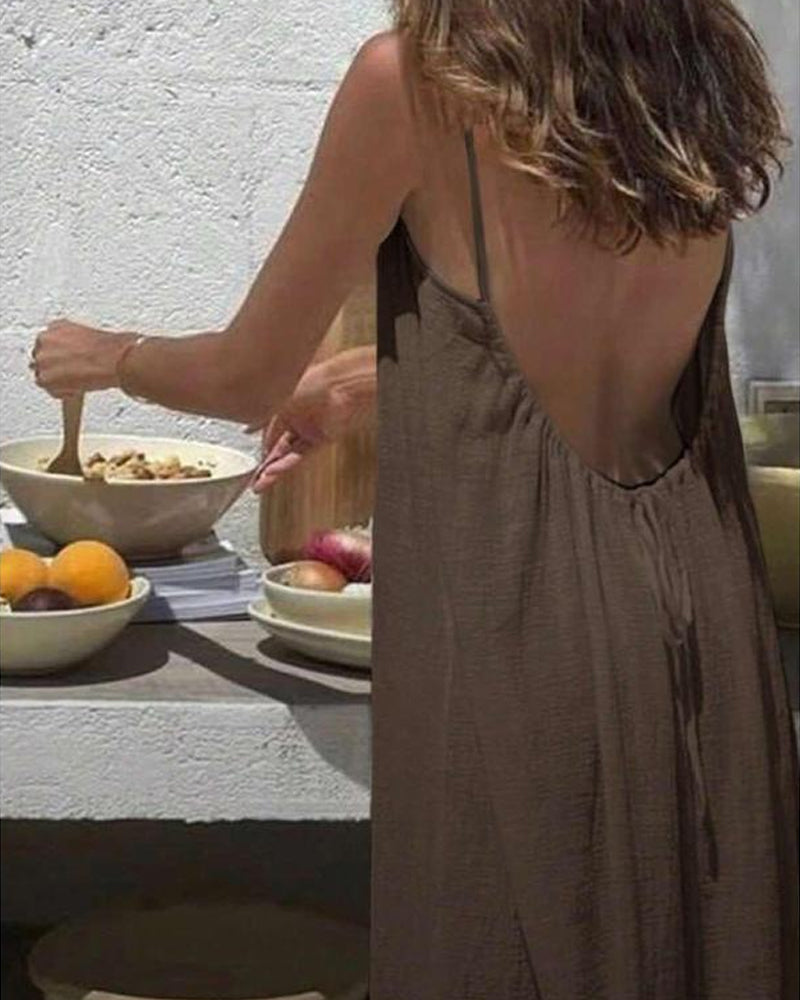 💃 DERNIER JOUR -50% !!✨ Robe Nuisette Femme Couleur Unie, Robe Longue Élégante Sans Manches pour l'Été, Vêtement de Nuit Femme💕