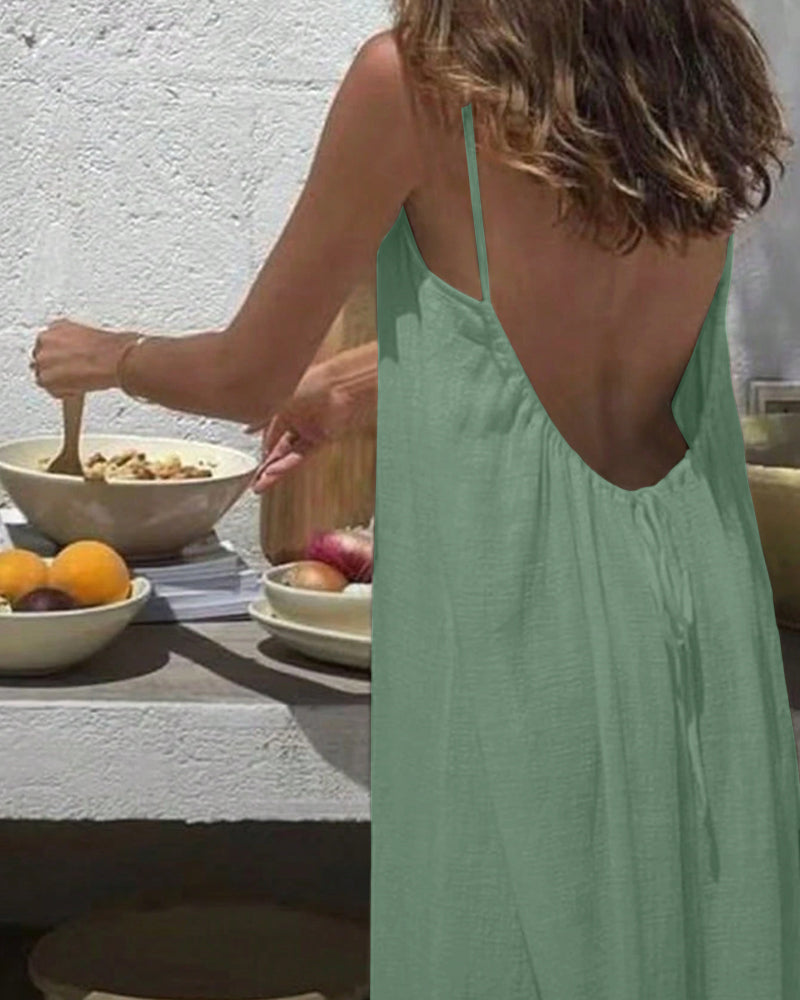 💃 DERNIER JOUR -50% !!✨ Robe Nuisette Femme Couleur Unie, Robe Longue Élégante Sans Manches pour l'Été, Vêtement de Nuit Femme💕