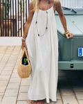 💃 DERNIER JOUR -50% !!✨ Robe Nuisette Femme Couleur Unie, Robe Longue Élégante Sans Manches pour l'Été, Vêtement de Nuit Femme💕