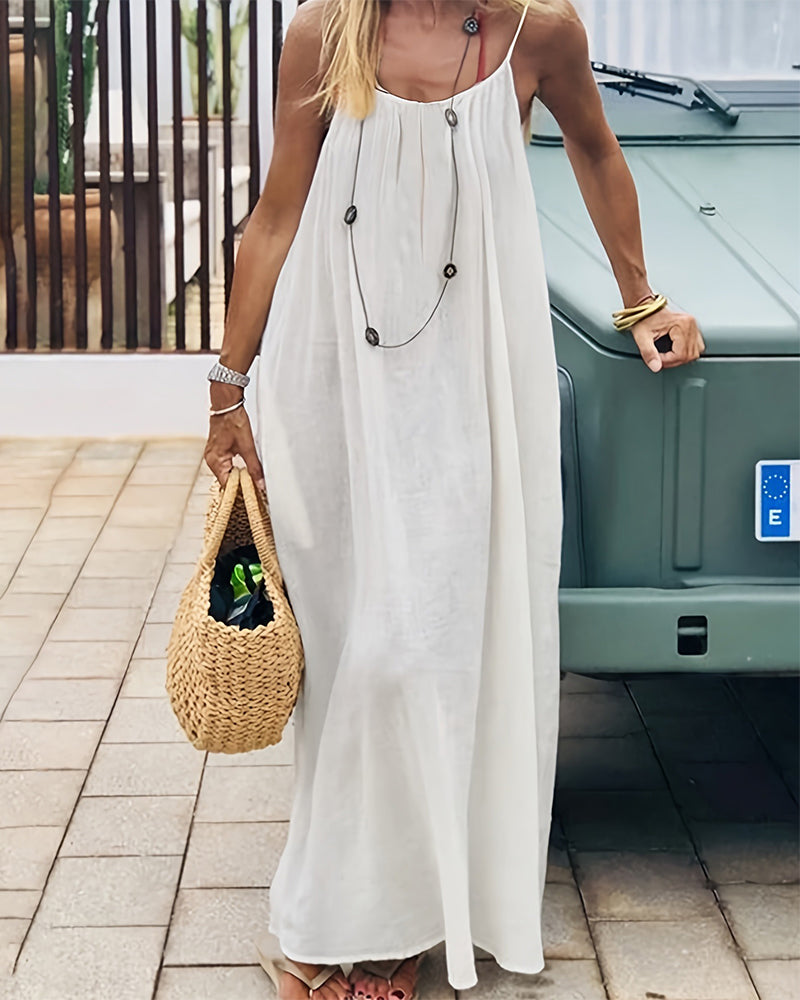 💃 DERNIER JOUR -50% !!✨ Robe Nuisette Femme Couleur Unie, Robe Longue Élégante Sans Manches pour l'Été, Vêtement de Nuit Femme💕