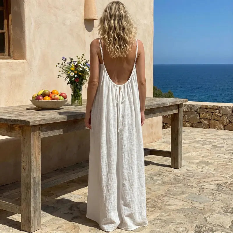 💃 DERNIER JOUR -50% !!✨ Robe Nuisette Femme Couleur Unie, Robe Longue Élégante Sans Manches pour l'Été, Vêtement de Nuit Femme💕