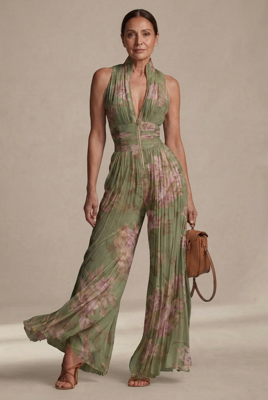 Sofía | Mono plisado de gasa floral