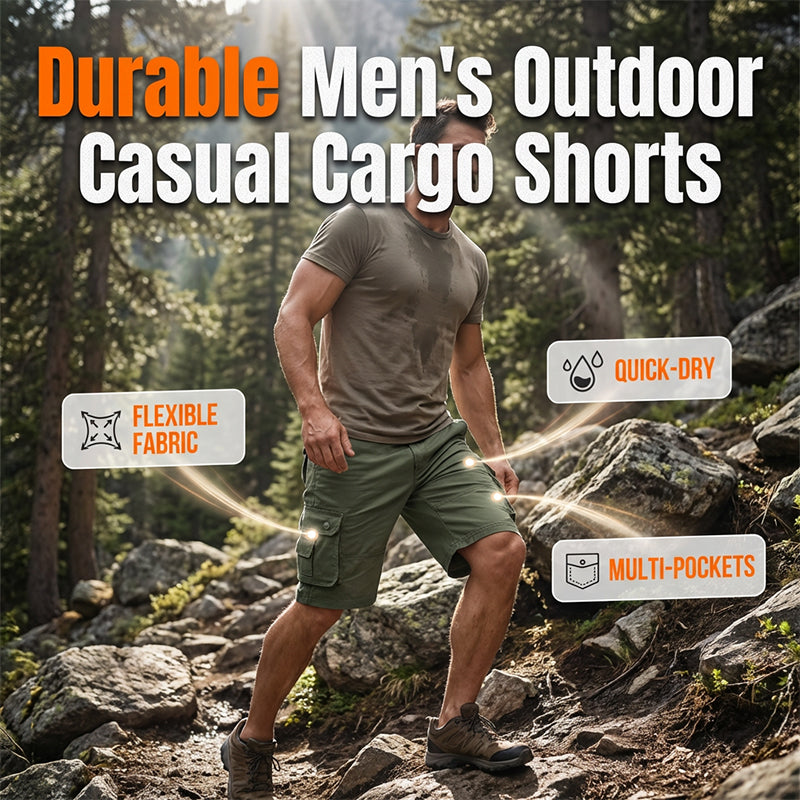 🩳 OFFRE LIMITÉE -50% ! 💥 Short Cargo Casual Homme Outdoor – Multi-Poches, Coton Durable, Coupe Décontractée ✨