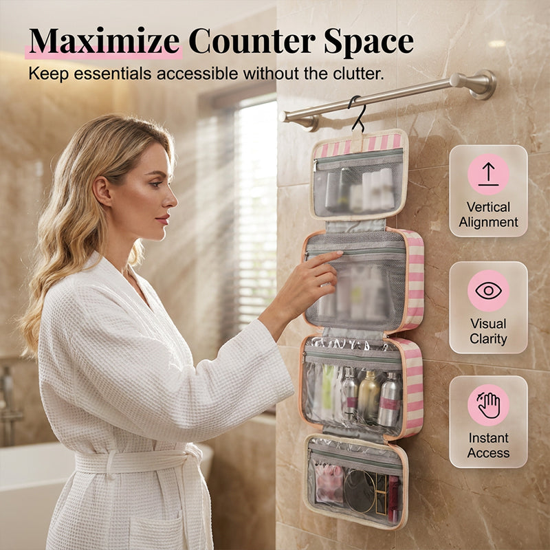 🔥Soldes d'été - 60% de réduction💞Plus de 30 000 exemplaires vendus !!💝Trousse de toilette de voyage suspendue à rayures