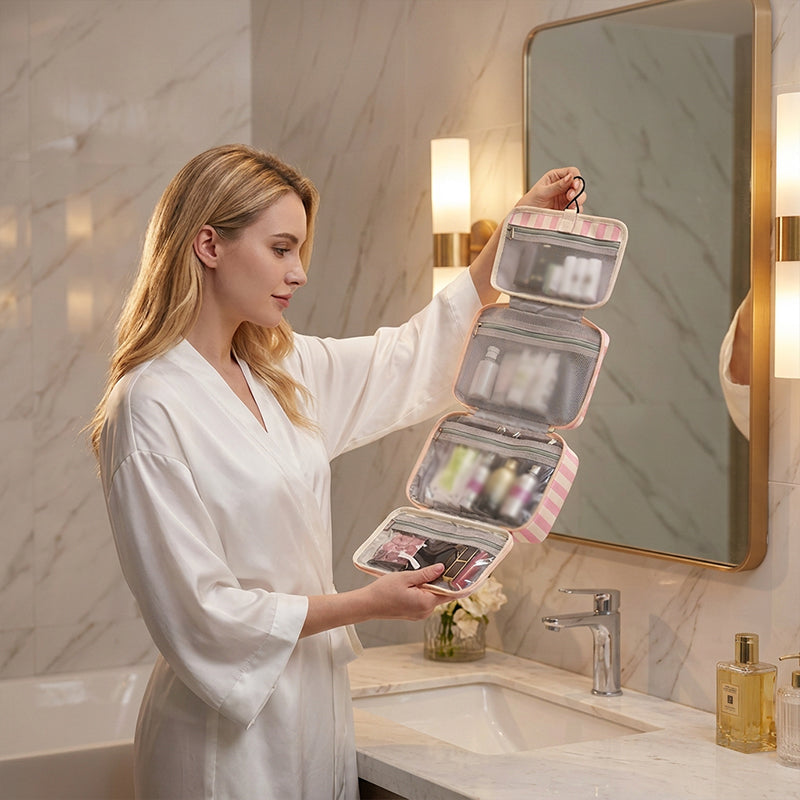 🔥Soldes d'été - 60% de réduction💞Plus de 30 000 exemplaires vendus !!💝Trousse de toilette de voyage suspendue à rayures