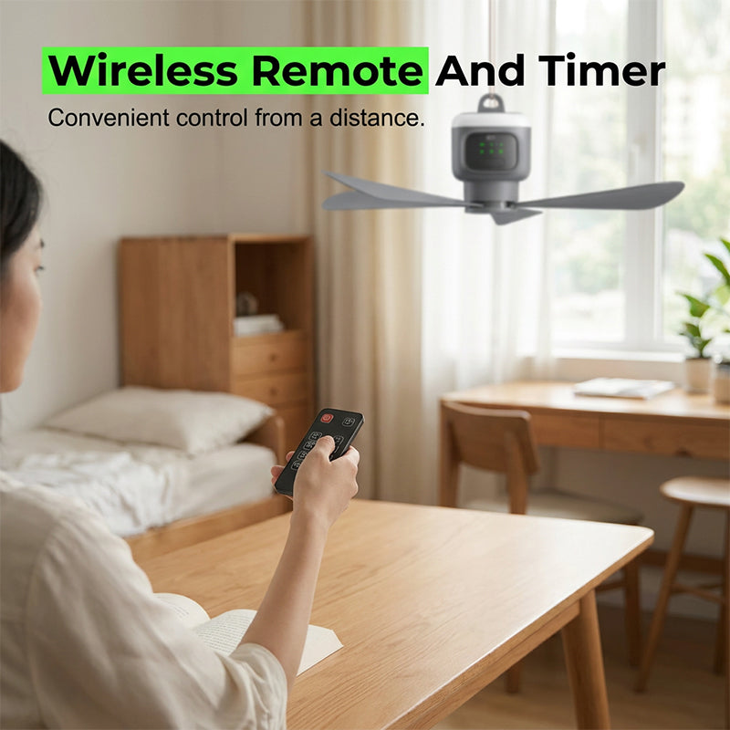 🌀💥 PROMO FLASH 57% ! Ventilateur Suspendu Rechargeable avec Lumière – 12000mAh, Silencieux, Télécommande, Minuterie, Idéal Camping & Maison ✨