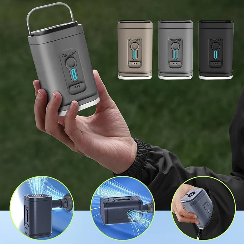 🏕️ Pompe à Air Camping Rechargeable – Lumière LED, Gonflage Rapide, Compacte 🔋