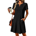 Robe-t-shirt à col en V en dentelle de style bohème pour femme