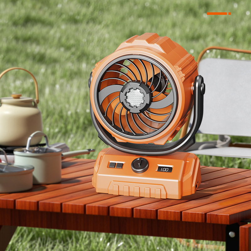 🌀🔥 -50% ! Ventilateur Camping Turbo 100 Vitesses – Oscillation 270° Rafraîchissement Large Angle, Batterie Lithium Chargeur Urgence LED 3 Niveaux, Suspension Crochet Table Plafond Polyvalent · Vert & Orange ✨