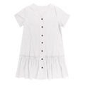 Robe à nouer pour femme, robe d'été ample en coton et lin, avec ourlet à volants, robe décontractée à manches courtes