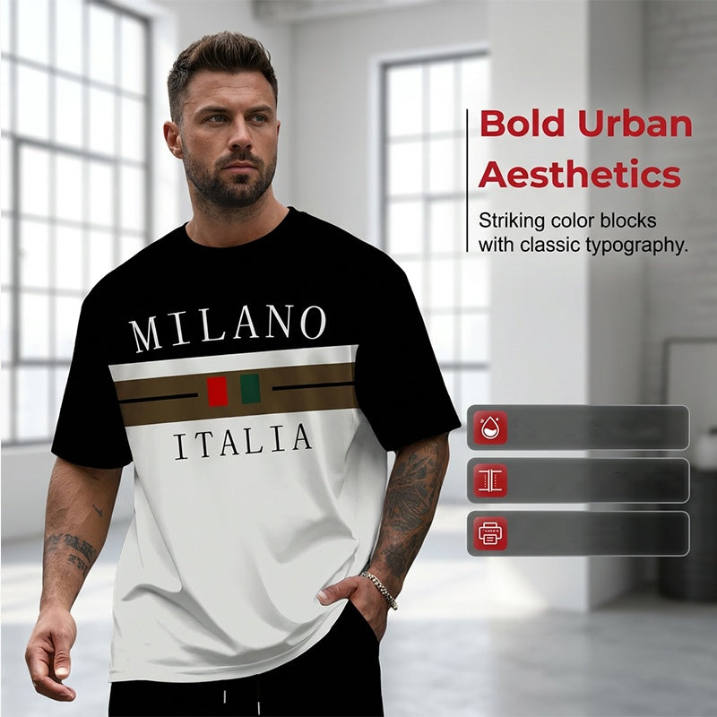 👕 PROMO LIMITÉE -50% ! ✨ Ensemble T-shirt Imprimé et Short Homme – Color-Block, Respirant, Style Streetwear 🔥