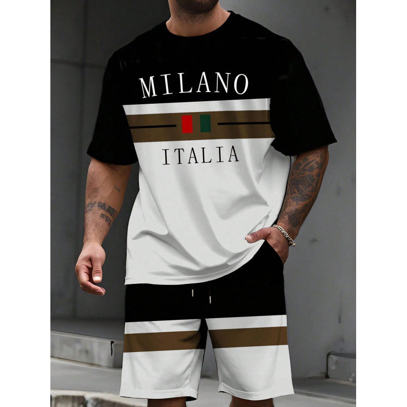 👕 PROMO LIMITÉE -50% ! ✨ Ensemble T-shirt Imprimé et Short Homme – Color-Block, Respirant, Style Streetwear 🔥