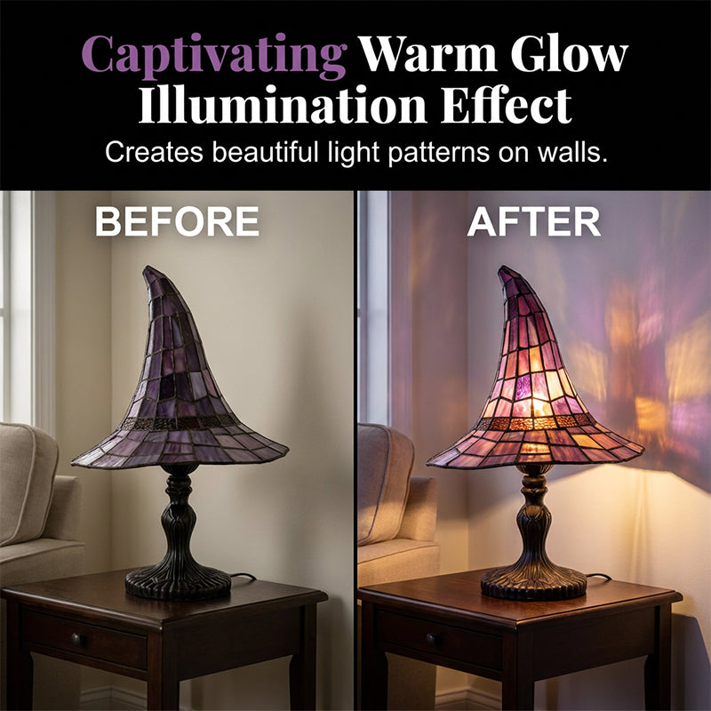Lampe Sorcière en Vitrail – Ambiance Ensorcelante