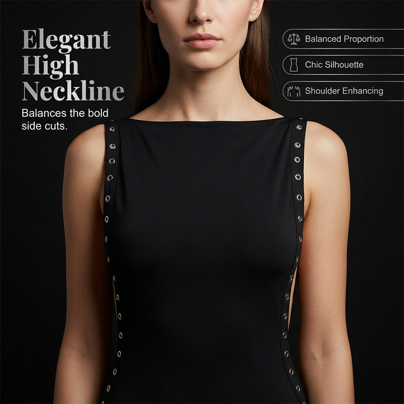 Mini Robe Femme Sans Manches avec Découpes