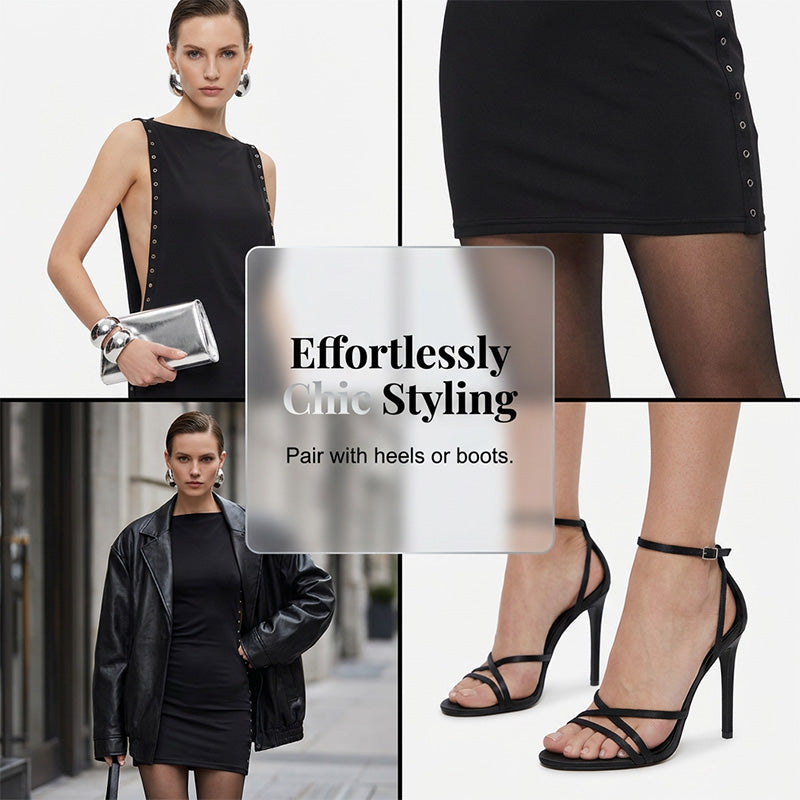 Mini Robe Femme Sans Manches avec Découpes