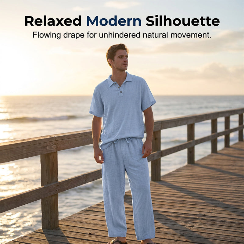 👔 50% DE RÉDUCTION 🌊 Ensemble chemise & pantalon en lin pour homme – Coupe décontractée, tenue de plage – Léger, respirant & idéal pour l’été – look relax et naturel ☀️✨