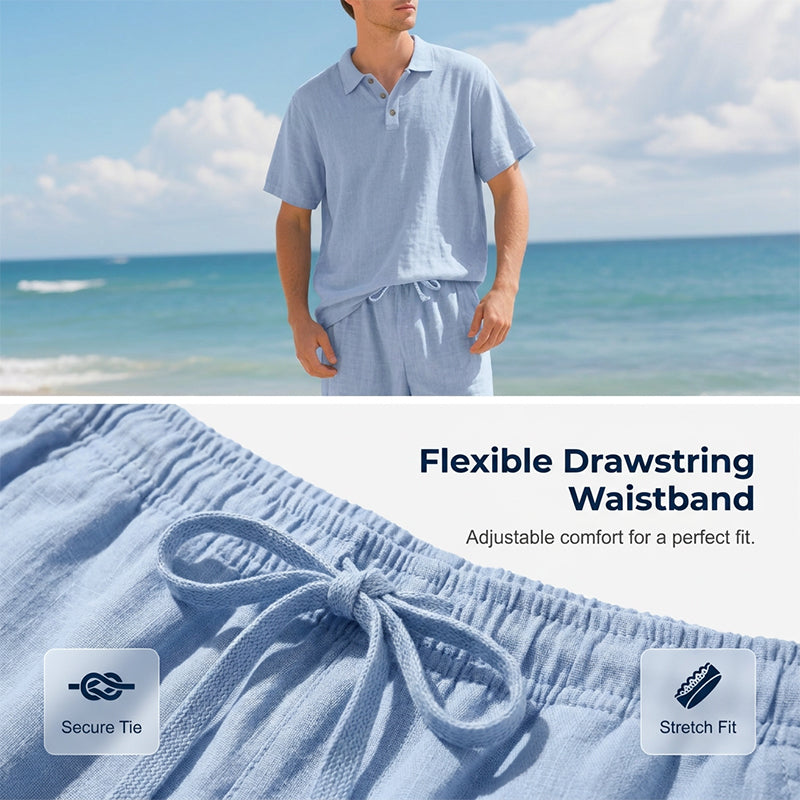 👔 50% DE RÉDUCTION 🌊 Ensemble chemise & pantalon en lin pour homme – Coupe décontractée, tenue de plage – Léger, respirant & idéal pour l’été – look relax et naturel ☀️✨