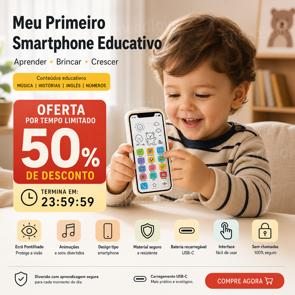 📱 50 % DE RÉDUCTION – Smartphone éducatif pour enfants | Pédagogique, protège les yeux et idéal pour l'apprentissage ✨👶