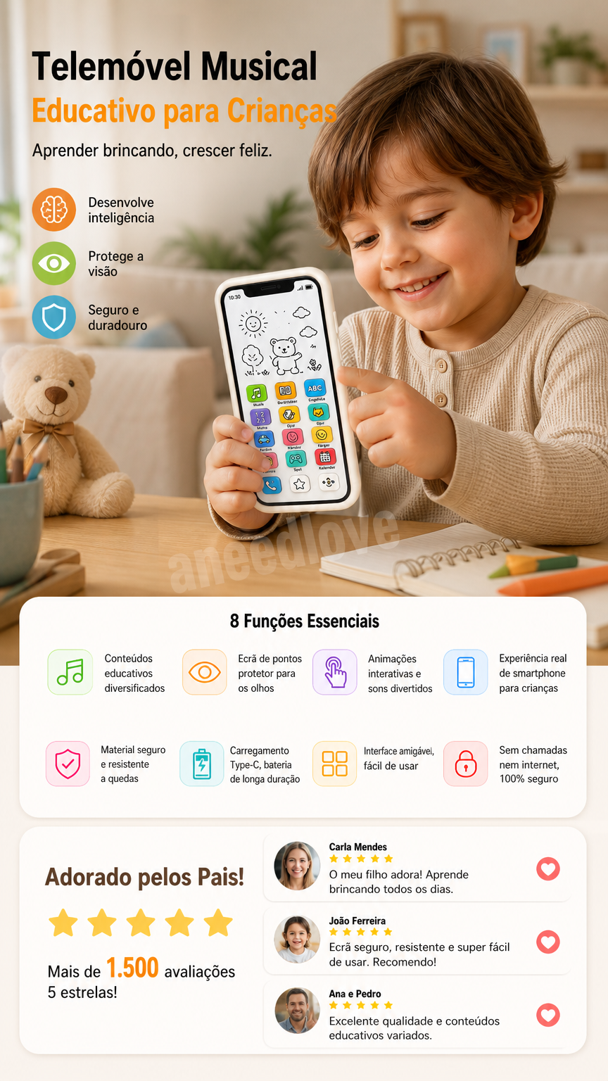 📱 50 % DE RÉDUCTION – Smartphone éducatif pour enfants | Pédagogique, protège les yeux et idéal pour l'apprentissage ✨👶