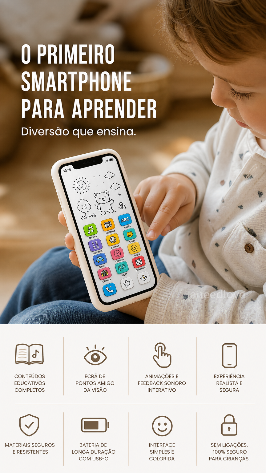 📱 50 % DE RÉDUCTION – Smartphone éducatif pour enfants | Pédagogique, protège les yeux et idéal pour l'apprentissage ✨👶