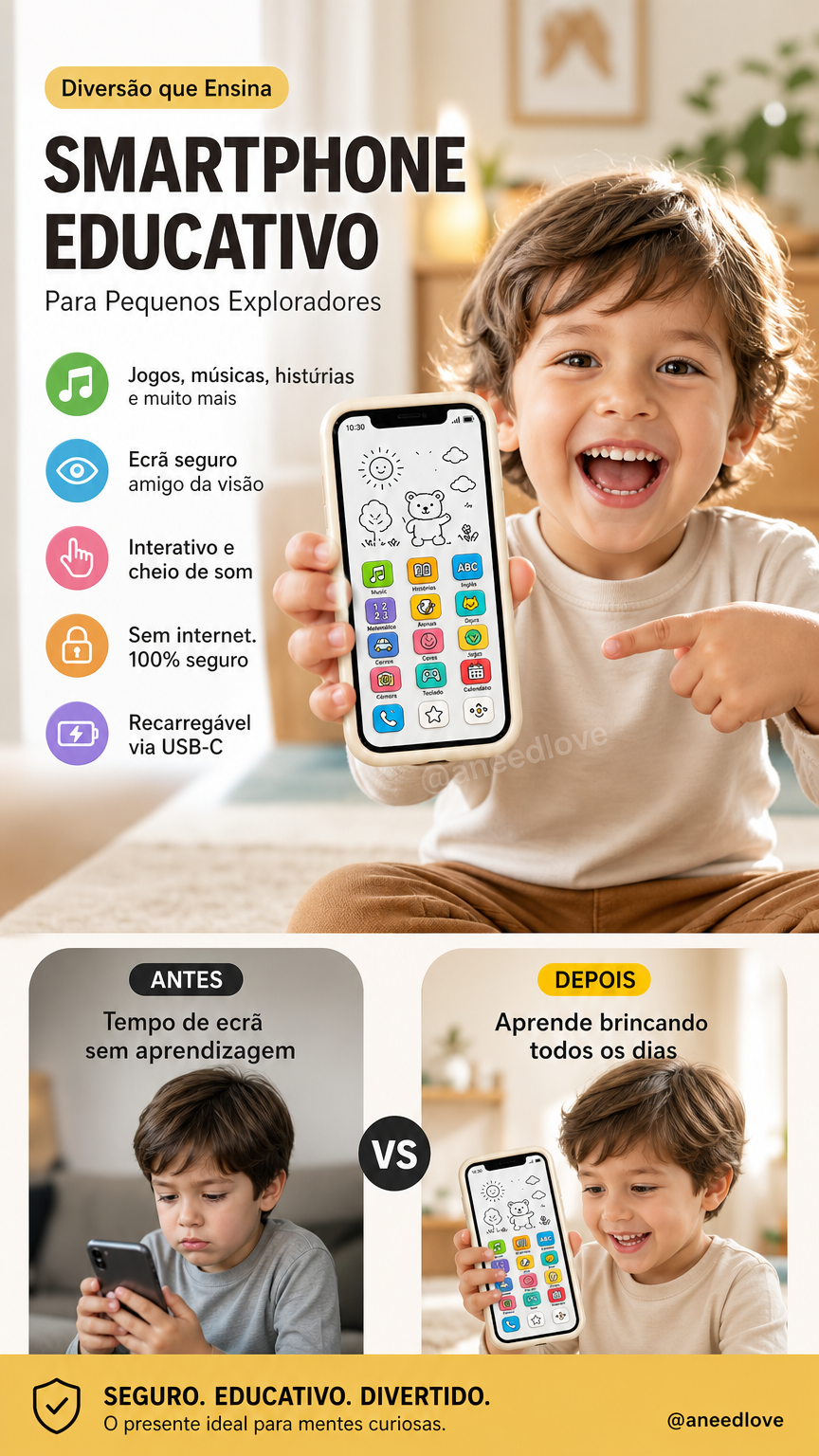 📱 50 % DE RÉDUCTION – Smartphone éducatif pour enfants | Pédagogique, protège les yeux et idéal pour l'apprentissage ✨👶