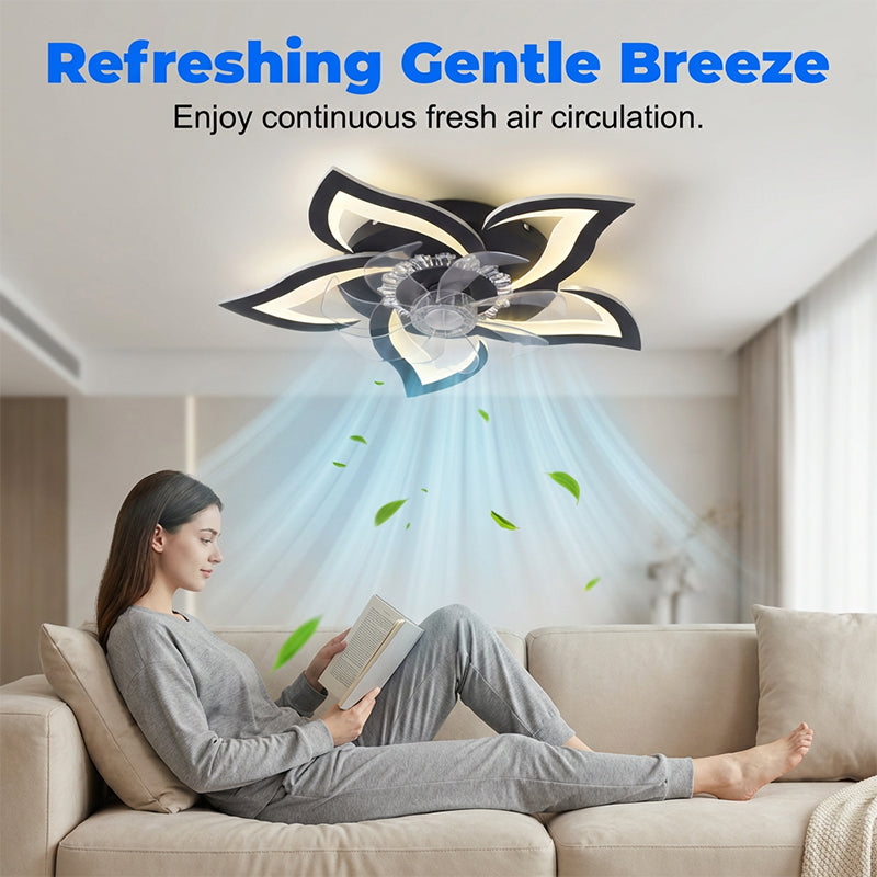 Ventilateur de Plafond Fleur Moderne avec Lumière & Télécommande