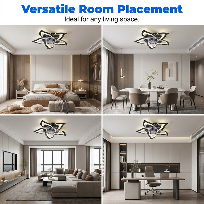 Ventilateur de Plafond Fleur Moderne avec Lumière & Télécommande