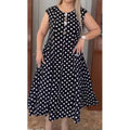 👗 50% DE RÉDUCTION  🌿 Robe Mi-Longue Femme Grande Taille à Pois Sans Manches – Été