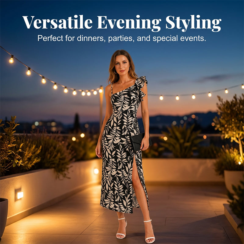 👗 50% DE RÉDUCTION ☀️ Robe midi dos nu fendue – Tissu fluide & coupe élégante – Parfaite pour l’été, les soirées ou un look chic au quotidien – légère et confortable 🌊✨