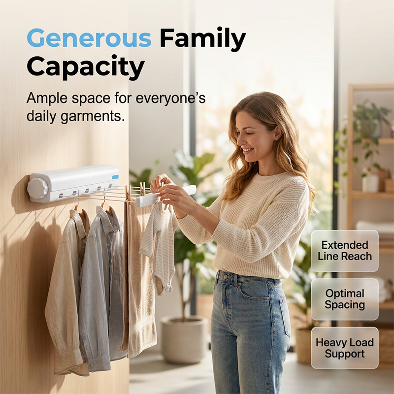 🧺 50% DE RÉDUCTION 💨 Étendoir à linge rétractable multi-cordes – Gain de place & solide – Parfait pour balcon, salle de bain ou buanderie – cordes robustes, installation facile ✨🏠