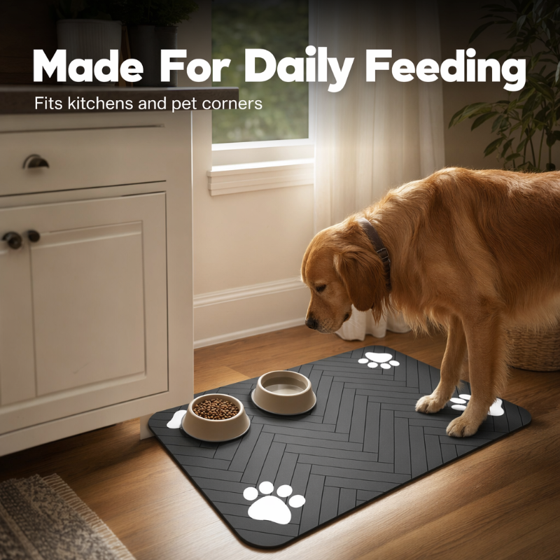 Tapis de Gamelle pour Animaux Facile à Nettoyer