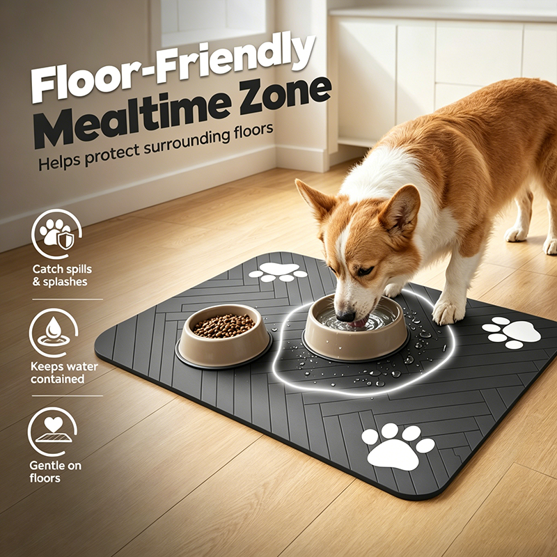 Tapis de Gamelle pour Animaux Facile à Nettoyer