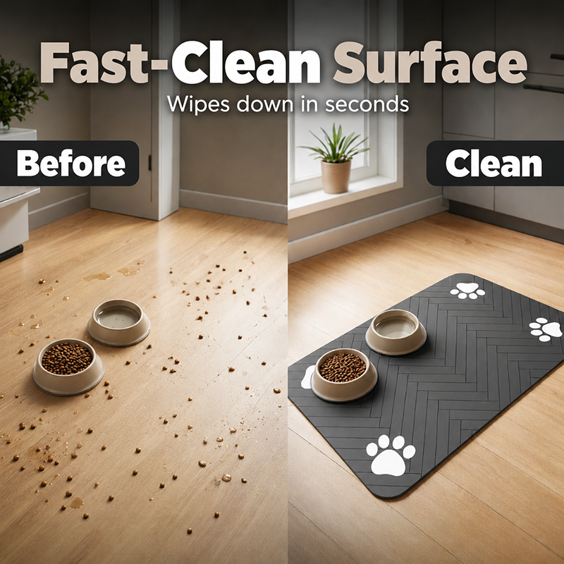 Tapis de Gamelle pour Animaux Facile à Nettoyer