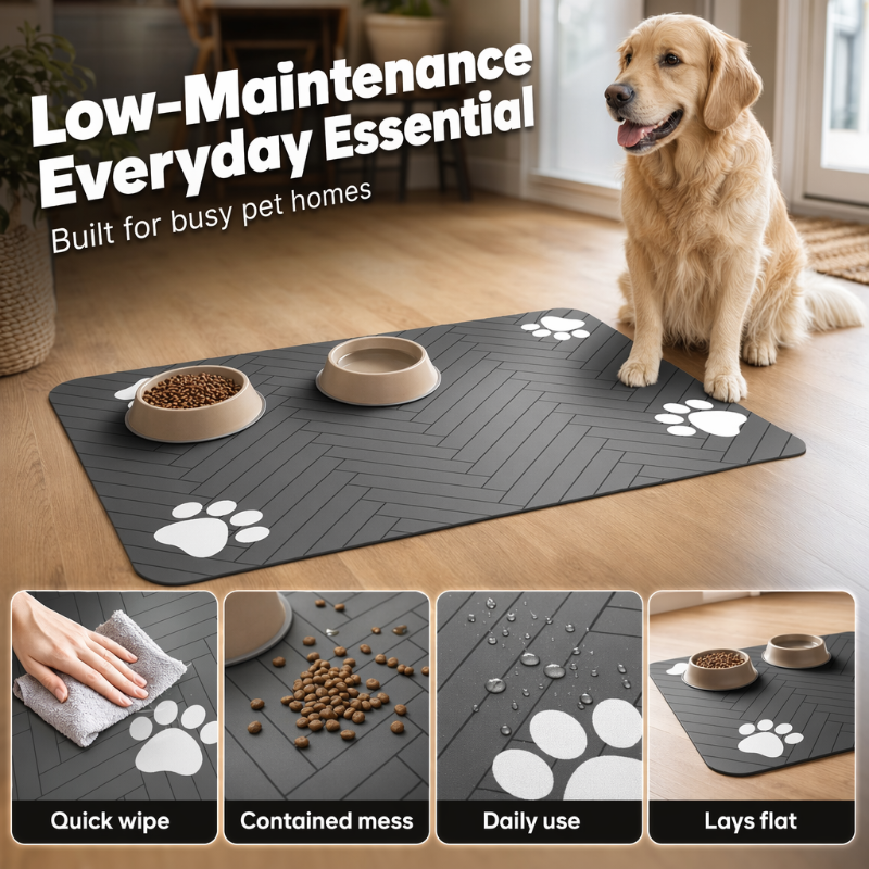 Tapis de Gamelle pour Animaux Facile à Nettoyer