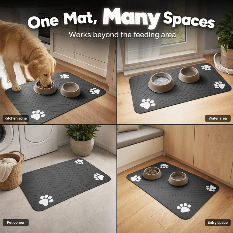 Tapis de Gamelle pour Animaux Facile à Nettoyer