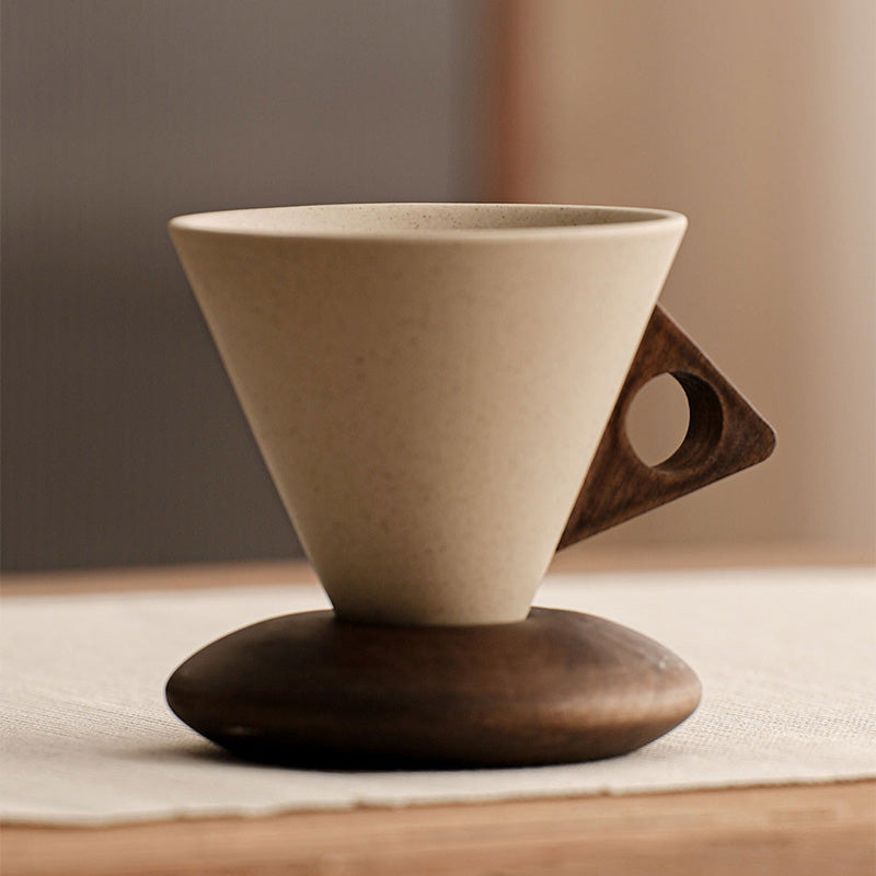 📢📢 -50% !! ⏰ Tasse à Café Vintage avec Anse en Bois & Soucoupe