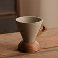 📢📢 -50% !! ⏰ Tasse à Café Vintage avec Anse en Bois & Soucoupe