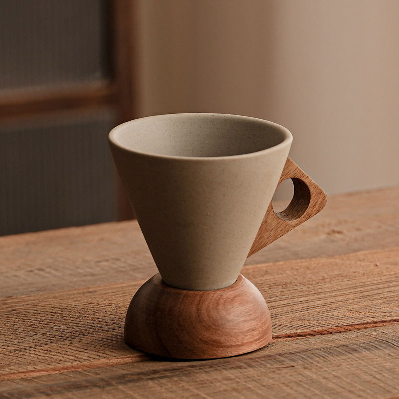 📢📢 -50% !! ⏰ Tasse à Café Vintage avec Anse en Bois & Soucoupe